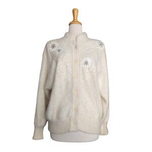 Vintage Belldini Angora Blend Cream Cardigan Sweater